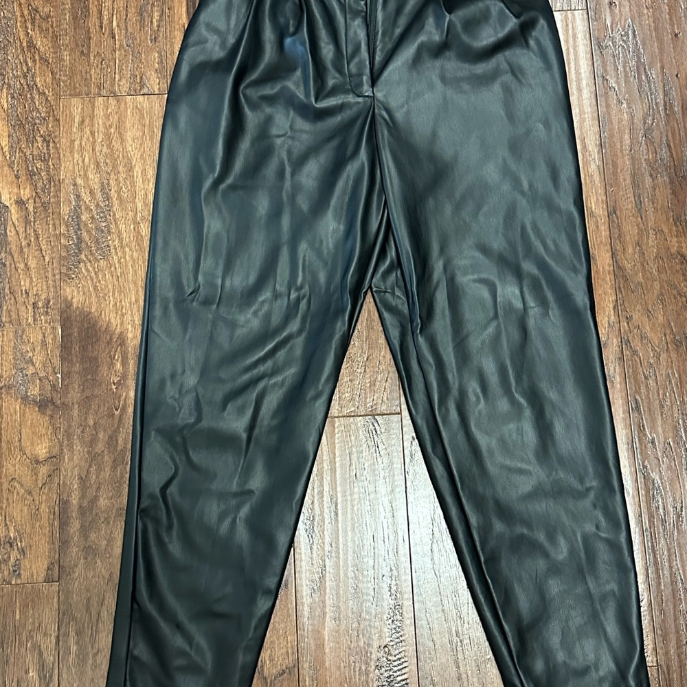 Express Women's Black Faux Leather Straight Leg Pants